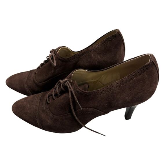 Vintage Brown Suede Lace-Up Heels Women’s 9B - Picture 1 of 7